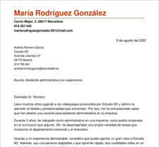 carta de presentación atención al cliente