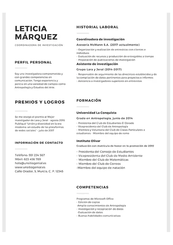 plantillas gratis curriculum vitae - ejemplo 6