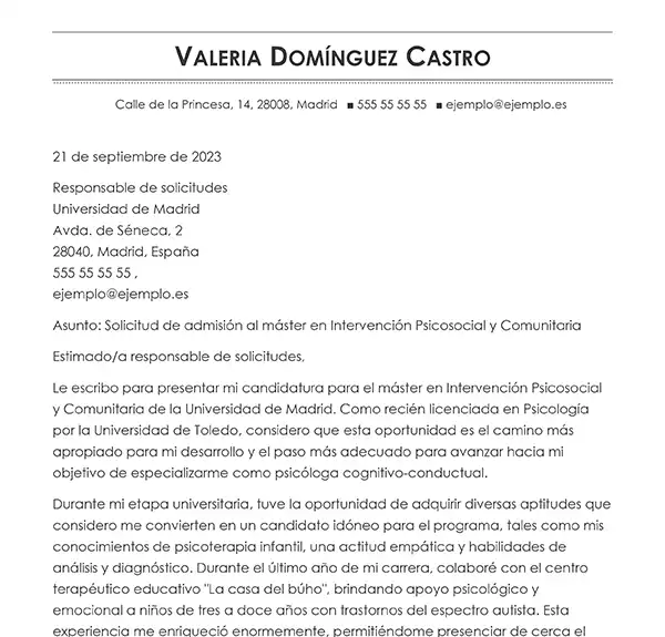 longitud recomendada carta de presentacion